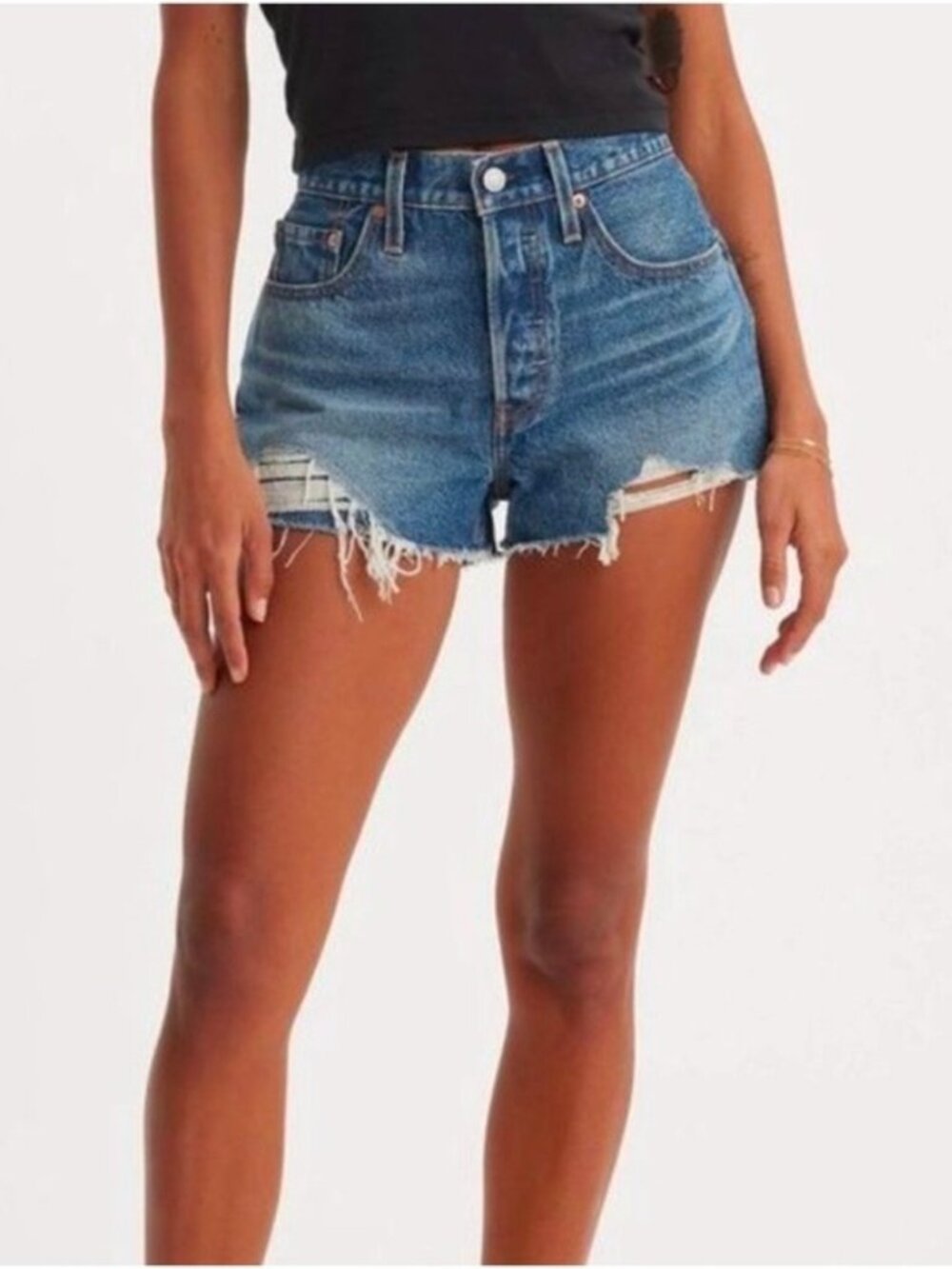 Levi's Original 501 Button Fly Distressed Jean Shorts Size 29 NWT